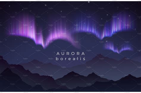 Aurora Borealis Vector Illustration Background Graphics ~ Creative Market