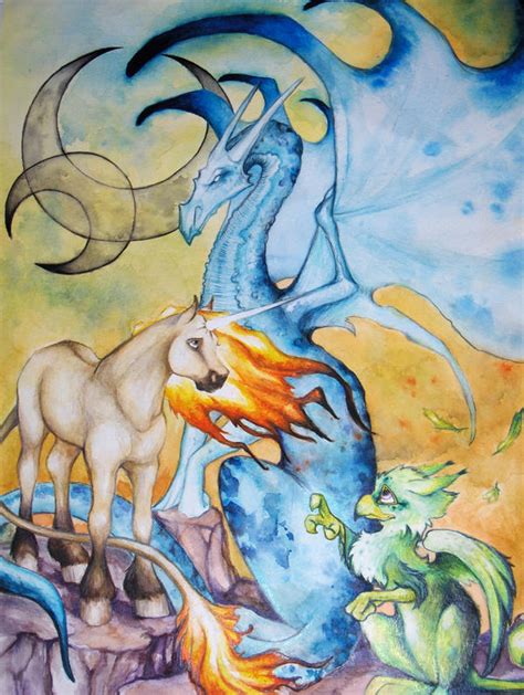 The Dragonunicorn And Griffin By Ashamawee On Deviantart