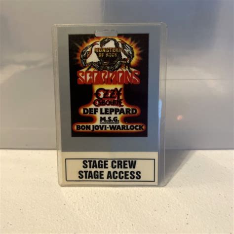 Ozzy Ozbourne Laminated Monsters Of Rock Tour Stage Crew Stage Access Pass Ebay