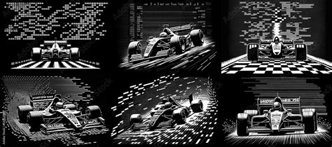 Line Art Ascii Pixelated Race Car Series Generative Ai Stock