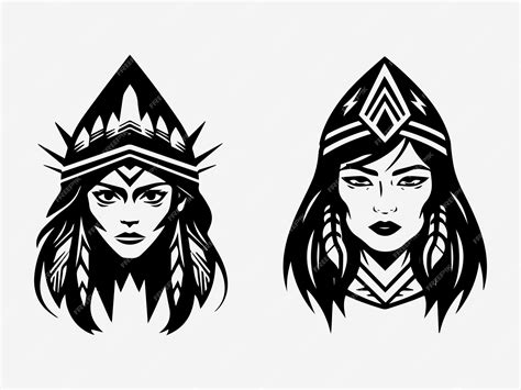 premium vector native american indian girl hand drawn illustration set