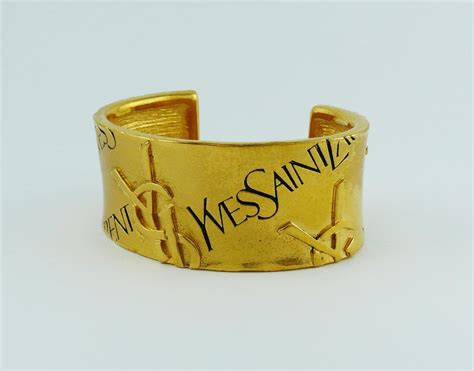 Yves Saint Laurent Ysl Vintage Signature Logo Cuff Bracelet For Sale At
