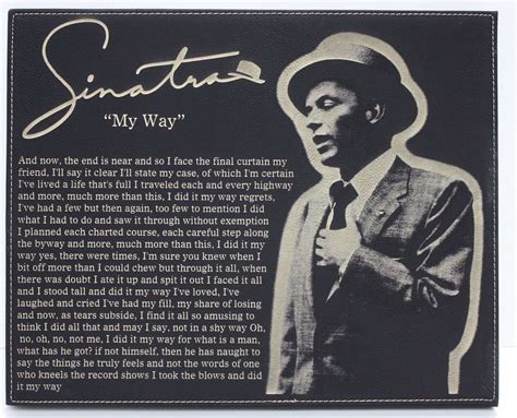 Frank Sinatra My Way Laser Etched Lyrics Band Art Black Leatherette Plaque C Gold Record