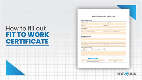 How To Make And Fill Out A Fit To Work Certificate Online Pdfrun