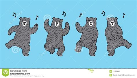 bear vector polar bear dance sing a song doodle illustration character cartoon black stock