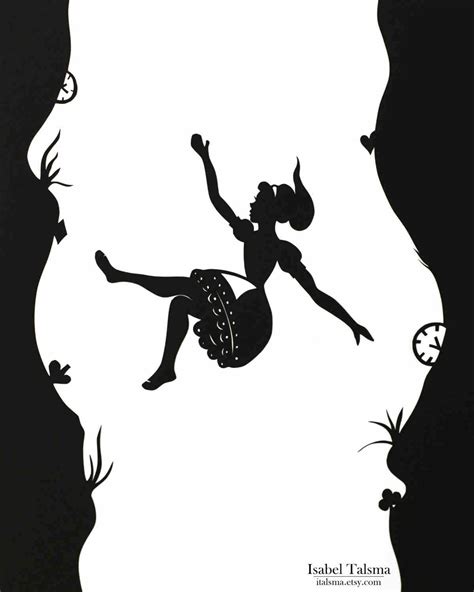 Alice Down The Rabbit Hole Paper Craft Silhouette For The Wall Under