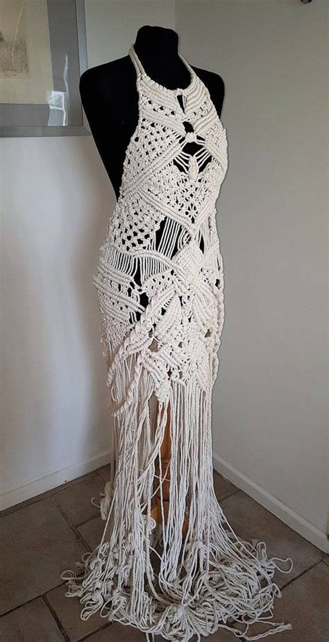 Macrame Dress Hand Knotted Macrame Dress Made From Natural Cotton Rope Macrame Check