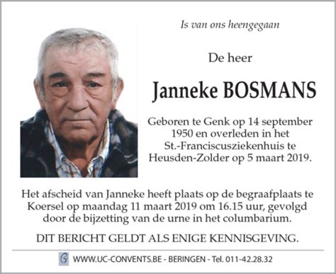 Janneke Bosmans † 05032019 Inmemoriam