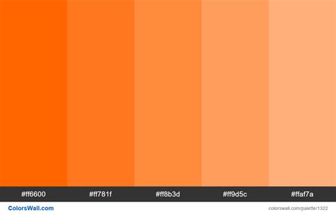 Make a bold statement in your entryway with a colorful behr paint palette. Orange tints colours. HEX colors #ff6600, #ff781f, #ff8b3d ...