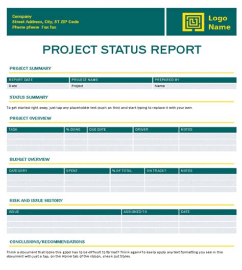 15 Best Free Project Status Report Templates Word Excel