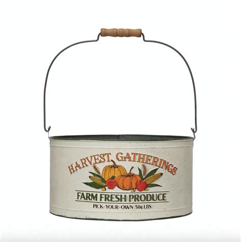 Harvest Gatherings Metal Bucket With Handle BeeKind Syracuse