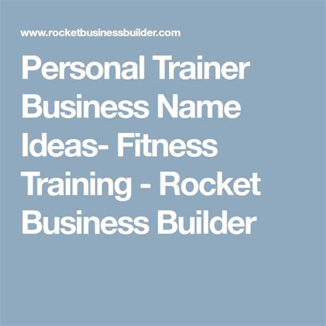 Personal Trainer Business Name Ideas Fitness Training Rocket