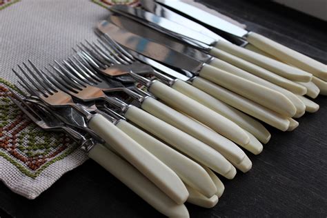 Bakelite Cutlery Set X24 12 Knives And 12 Forks With Etsy