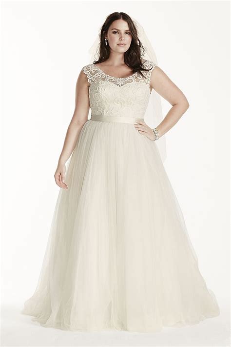 As Is Tulle Plus Size Cap Sleeve Wedding Dress With Images Davids