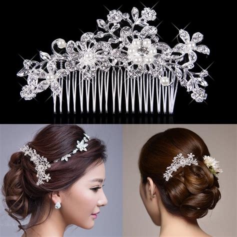 Hair Accessories Beautiful Hair Comb Pin Clip Bridal Prom Silver Wedding Flower Pearls Crystal