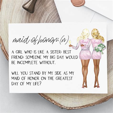 Proposal Card For Maid Of Honor Will You Be My Maid Of Honor Etsy