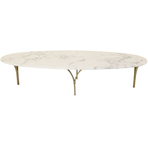 Base is 41l x 19.5 w x 16 h. Mid Century Modern Brass Legs Marble Top Coffee Table at ...