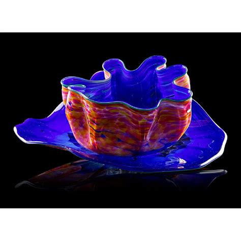 Dale Chihuly B 1941 Two Piece French Ultramarine Macchia Set With