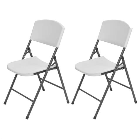 Folding Garden Chairs 2 Pcs Hdpe And Steel White