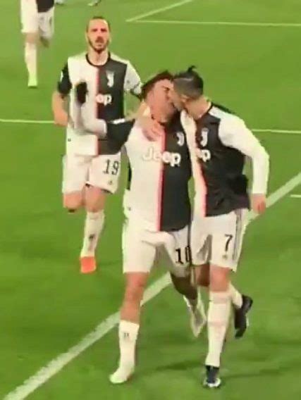 Juve Celebration Cristiano Ronaldo Kisses Paulo Dybala On The Lips In