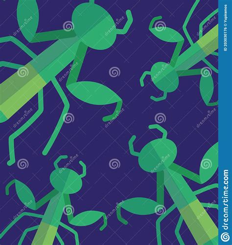 Mantis Insects Animal Cartoon On Blue Background Stock Vector
