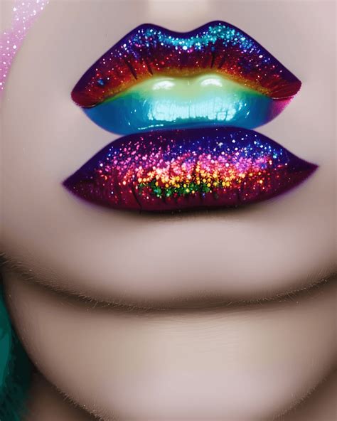 Rainbow Lips With Glitter · Creative Fabrica