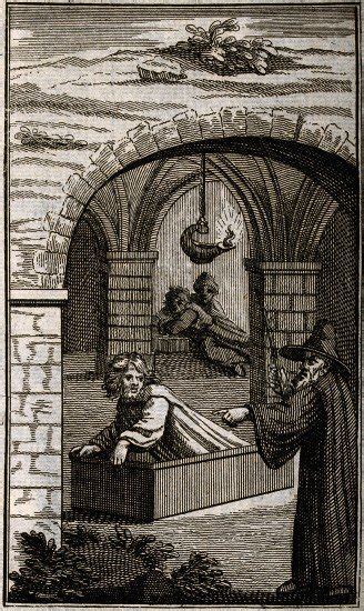 Public Domain Horror — A Wizard Conjuring A Man From His Grave Etching