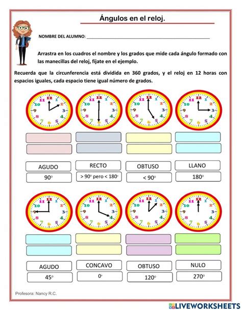Angulos En El Reloj Worksheet Matematicas Tercero De Primaria Matematicas Primaria Los
