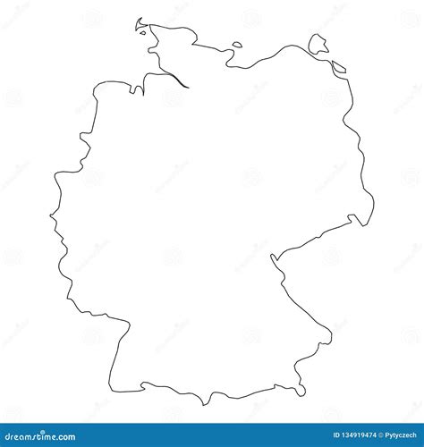Germany Solid Black Outline Border Map Of Country Area Simple Flat