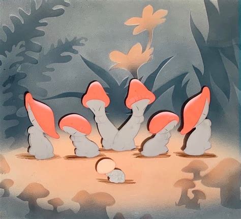 Original Animation Cel Of Mushrooms From The Nutcracker Suite