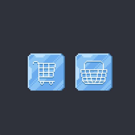 Premium Vector Shop Button In Pixel Art Style