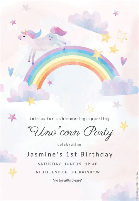 Unicorn Birthday Invitations Template Free