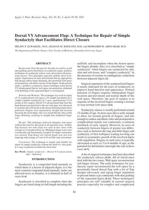 PDF Dorsal VY Advancement Flap A Technique For Repair Of Simple
