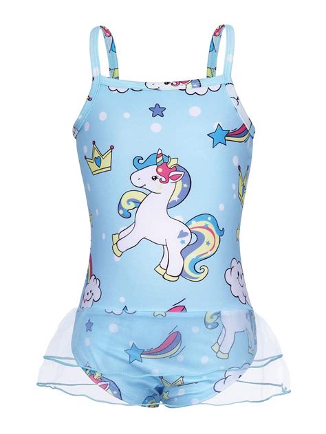 Buy Amzbarley Girls Unicorn Swimming Costume Swimsuit Kids Tutu Skirt