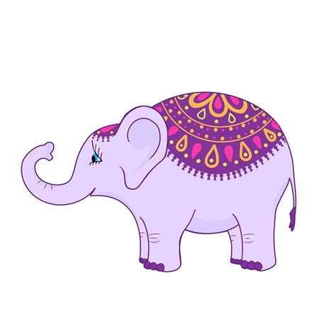 Elefante En Estilo Indio Ilustración De Dibujos Animados Para