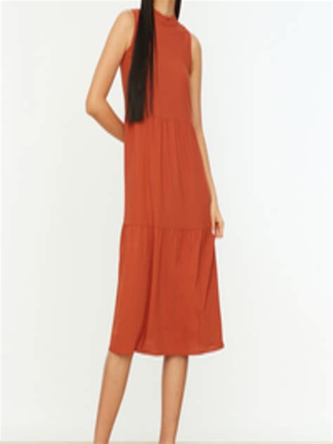 Buy Trendyol Red A Line Midi Dress Dresses For Women Myntra