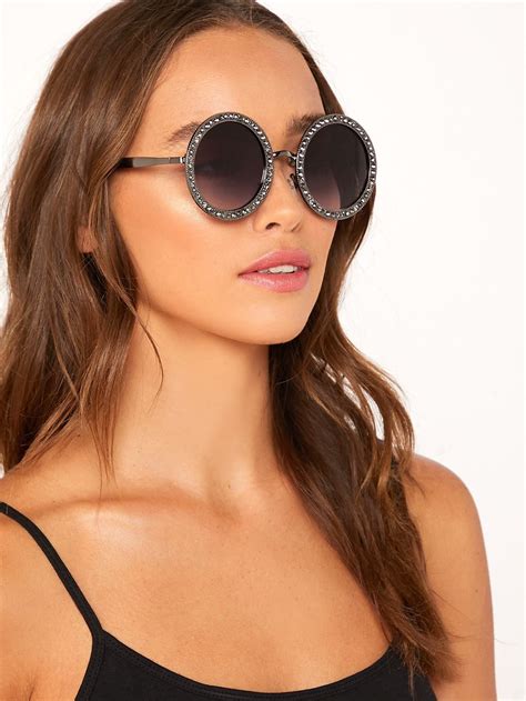 Rhinestone Crystal Oversize Round Sunglasses Round Sunglasses Oversized Round Sunglasses