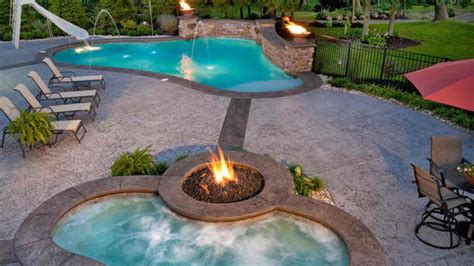 Firewater Combo In 15 Traditional Pools With Fire Pits Home Design Lover