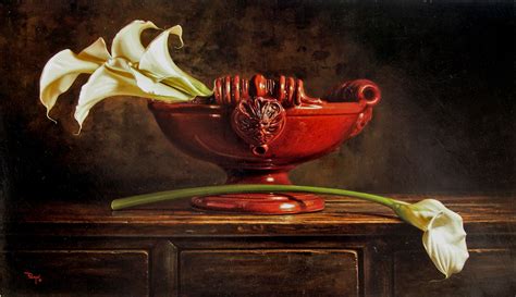 Artistic Bowl Calla Lily Painting Still Life Wallpaper Resolution