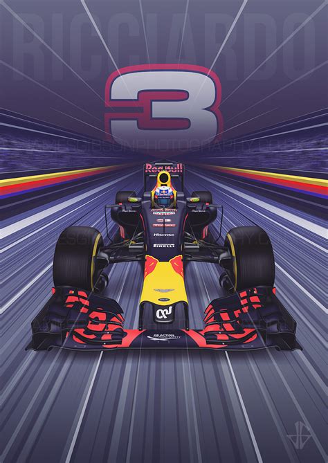 F1 Driver Poster Daniel Ricciardo Red Bull Rb12 James Gibson