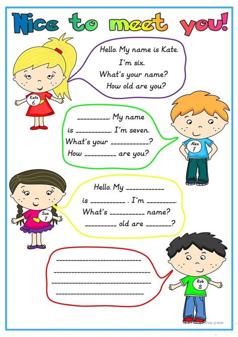 English Worksheet What´s Your Name How Are You How Old Are You