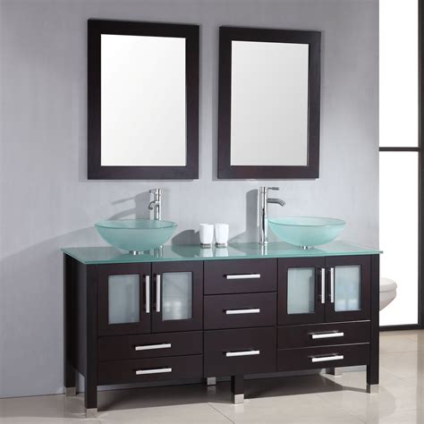 71 Solid Wood And Glass Double Vessel Sink Vanity Set With Polished