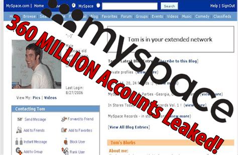 360 Million Myspace Accounts Leaked Play3r