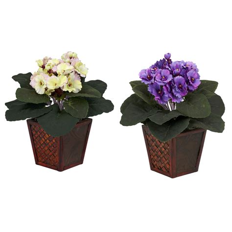 Silk African Violet With Vase Set Of 2 6685 S2
