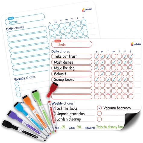 Buy Magnetic Dry Erase Chore Chart For Kids Multiple Kids 2 Pack