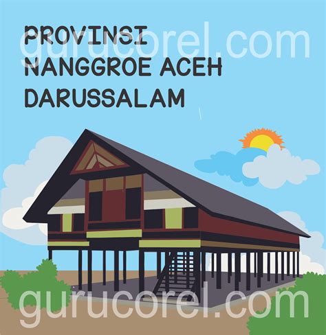 Rumah Adat Aceh Kartun Vector | Template Corel