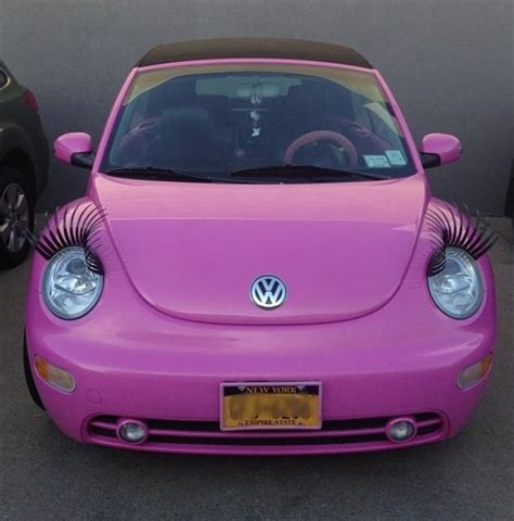 Pink Volkswagen Bug With Eyelashes