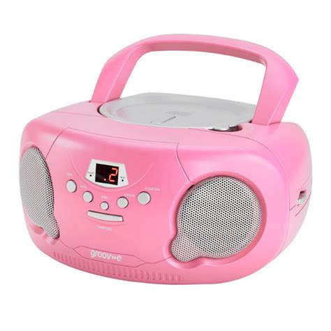 Groov E Boombox Portable Cd Player With Radio And Headphone Jack Pink
