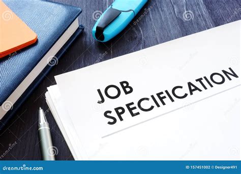 Job Specification On The Black Desk Stock Photo Image Of Form