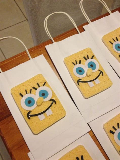 Yellow Kitchen Sponges And Craft Paper For Party Favor Bags Spongebob